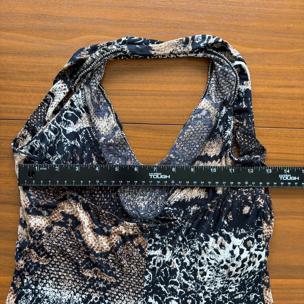 Venus Beaded Halter Maxi Dress Animal Snake Print 2010s Beach Boho Summer Small - Picture 13 of 16